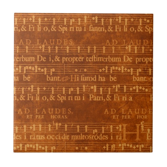 Mediaeval Music Manuscript, Rust Colour Tile (Front)