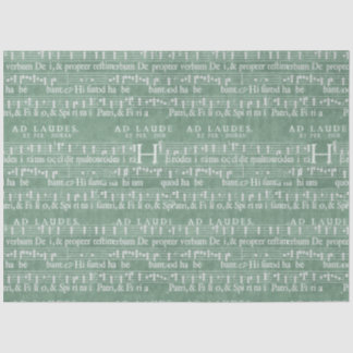 Mediaeval Music Manuscript Teal Green Tissue Paper