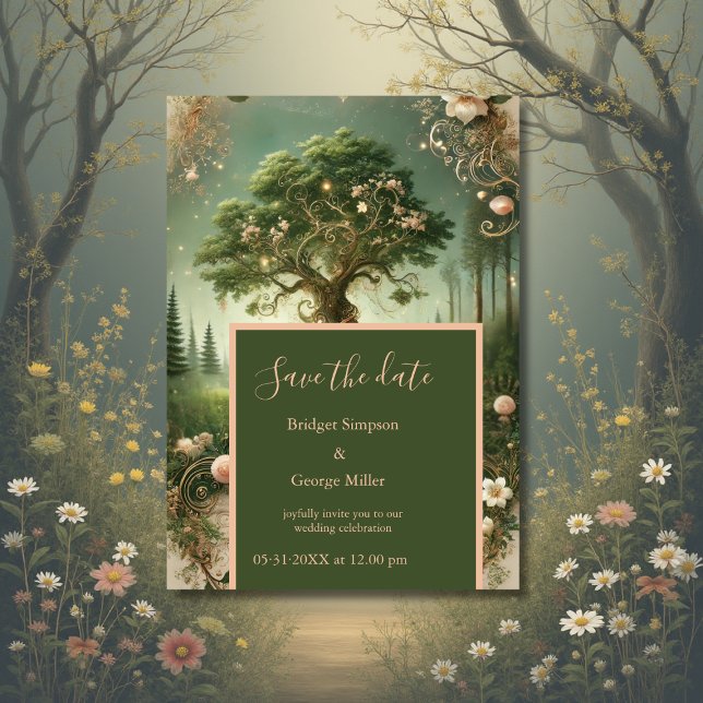 Mediaeval mystic fantasy engraving Save the Date Invitation (Creator Uploaded)