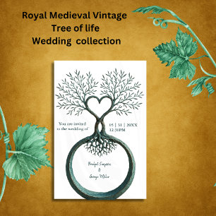 Mediaeval mystic fantasy engraving tree Wedding  Invitation