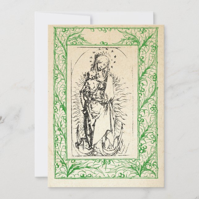 Mediaeval Nativity Mary and Jesus Holy Border Holi Holiday Card (Front)