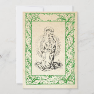 Mediaeval Nativity Mary and Jesus Holy Border Holi Holiday Card