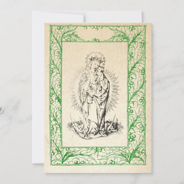 Mediaeval Nativity Mary and Jesus Holy Border Holi Holiday Card (Front)