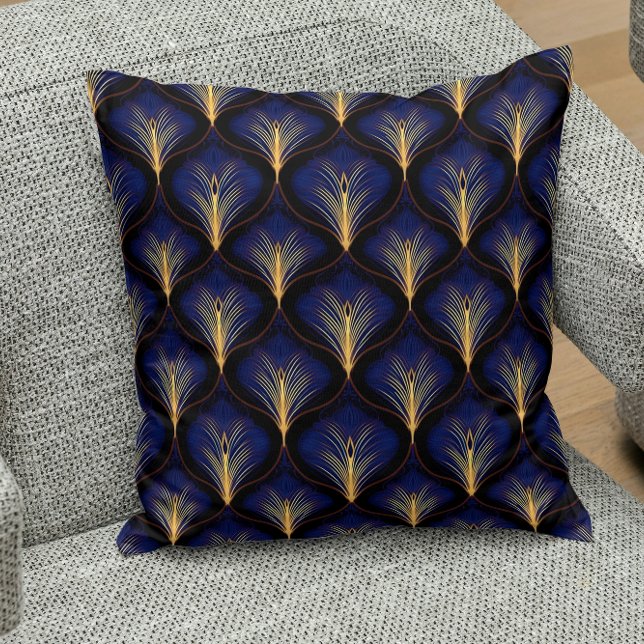 Mediaeval Navy with Gold Feathers  Cushion (Creator Uploaded)