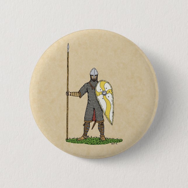 Mediaeval Norman Knight Circa 1066 6 Cm Round Badge (Front)