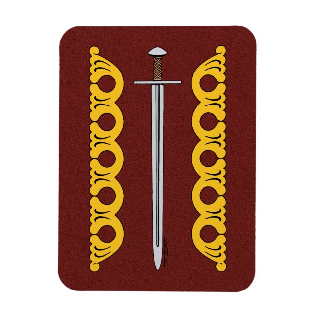 Mediaeval Norman Sword and Decorative Bands Magnet (Vertical)