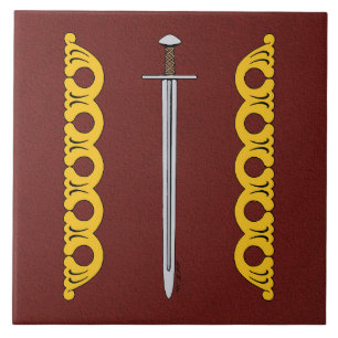 Mediaeval Norman Sword and Decorative Bands Tile