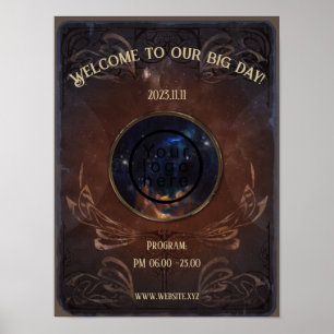 Mediaeval old book magician fantasy event poster