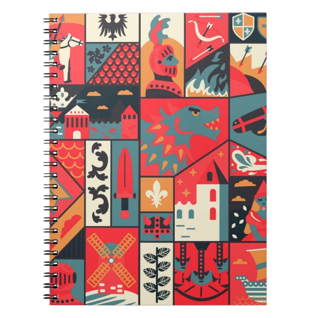 Mediaeval pattern seamless design. Decoration text Notebook (Front)