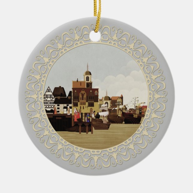 Mediaeval port ceramic tree decoration (Front)