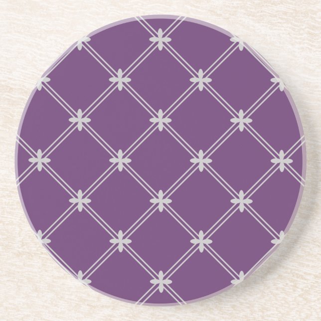 Mediaeval Purple and Silver Pattern Coaster (Front)
