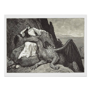 Mediaeval Queen & Pet Dragon Perfect Poster