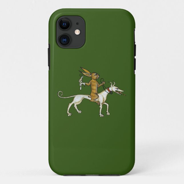 Mediaeval Rabbit Riding Dog and Holding Snail Case-Mate iPhone Case (Back)