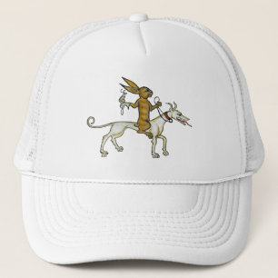 Mediaeval Rabbit Riding Dog and Holding Snail Trucker Hat