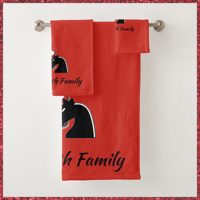 Mediaeval Red and Black Knight and Shield  Bath Towel Set (Creator Uploaded)