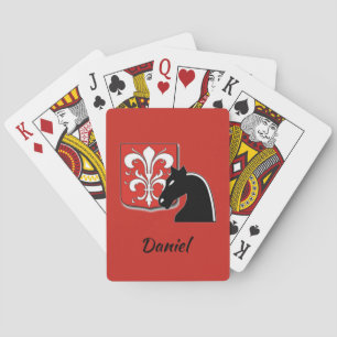 Mediaeval Red and Black Knight and Shield Playing Cards