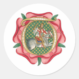 Mediaeval Red Rose Classic Round Sticker