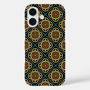 Mediaeval Red Yellow Flower Lilies Vintage Pattern iPhone 16 Case