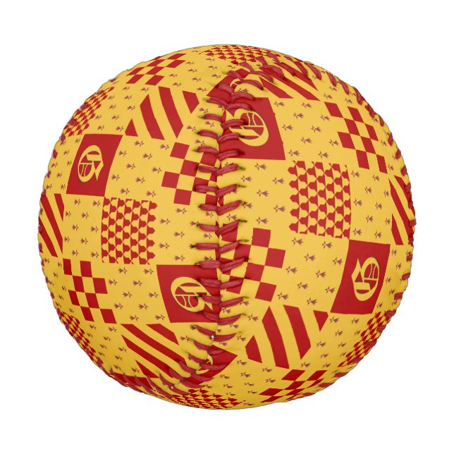 Mediaeval Red Yellow Magical Fantasy Heraldic Baseball (Angled)