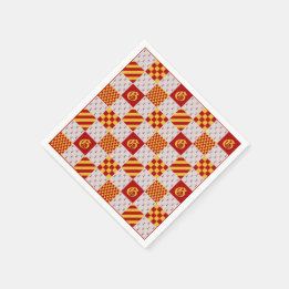 Mediaeval Red Yellow Vair Ermine Heraldic Pattern  Napkin
