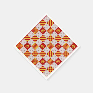 Mediaeval Red Yellow Vair Ermine Heraldic Pattern Napkin
