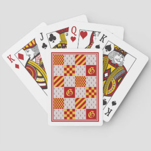 Mediaeval Red Yellow Vair Ermine Heraldic Pattern Playing Cards