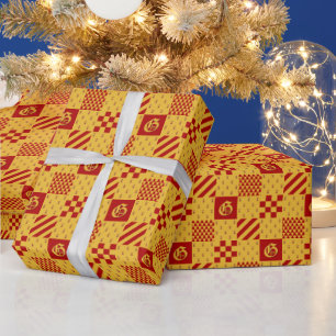 Mediaeval Red Yellow Vair Ermine Heraldic Pattern Wrapping Paper
