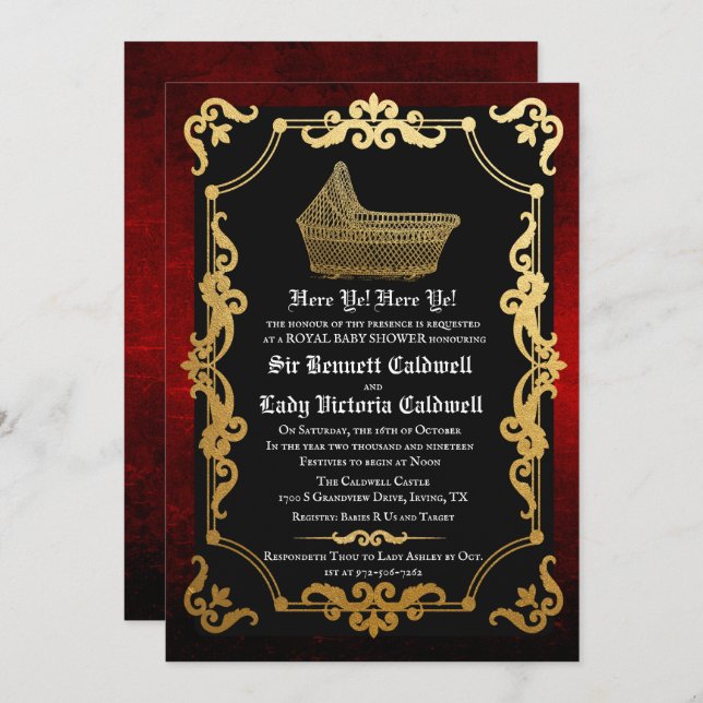 Mediaeval Renaissance Baby Shower Invitation (Front/Back)