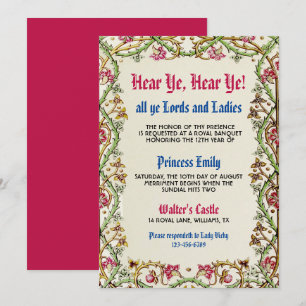 Mediaeval Renaissance Birthday Invitation