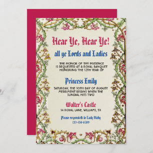 Mediaeval Renaissance Birthday Invitation