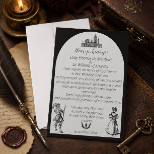 Mediaeval Renaissance Black Arch Wedding Invitation