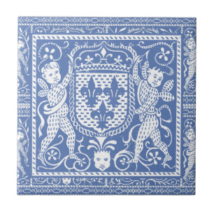 Mediaeval Renaissance Blue and White Cherubs Tile