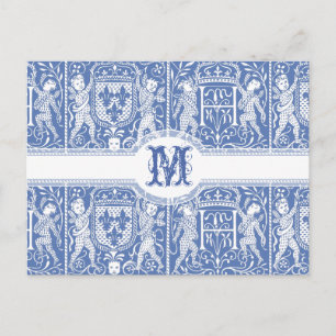 Mediaeval Renaissance Elegant Blue and White Postcard
