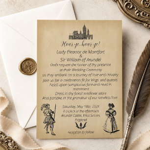 Mediaeval Renaissance Faux Parchment Wedding Invitation