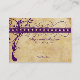 Mediaeval Renaissance Gold  Purple  Rustic Place Card