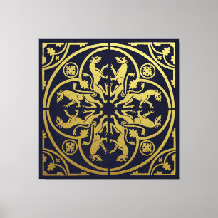 Mediaeval Renaissance Herald Lion Leopard Metallic Canvas Print