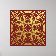 Mediaeval Renaissance Herald Lion Leopard Metallic