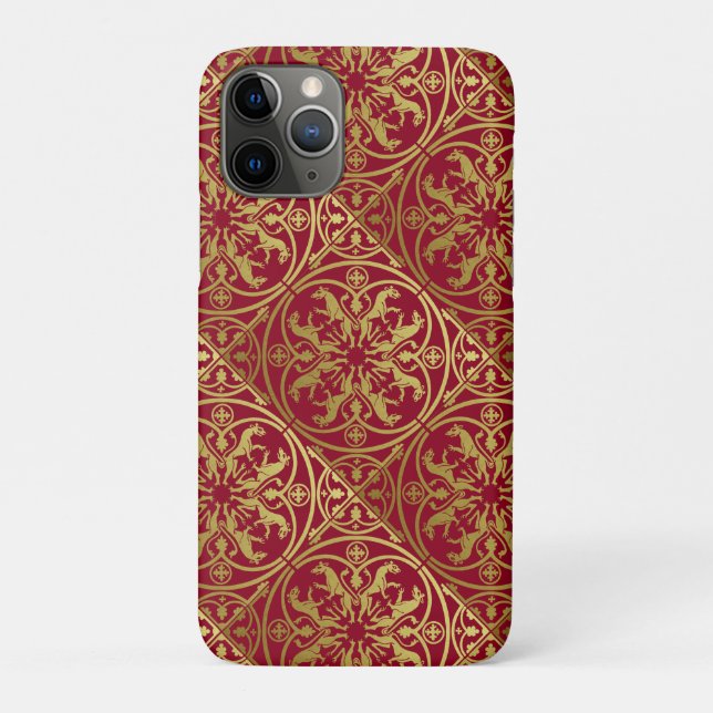 Mediaeval Renaissance Herald Lion Leopard Metallic Case-Mate iPhone Case (Back)