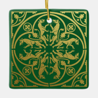 Mediaeval Renaissance Herald Lion Leopard Metallic Ceramic Ornament