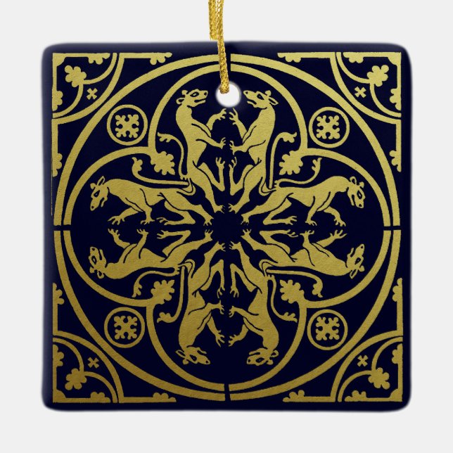 Mediaeval Renaissance Herald Lion Leopard Metallic Ceramic Ornament (Front)