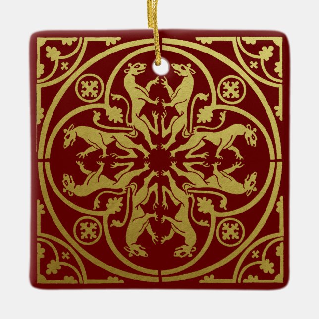 Mediaeval Renaissance Herald Lion Leopard Metallic Ceramic Ornament (Front)