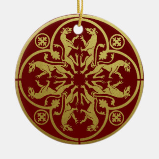 Mediaeval Renaissance Herald Lion Leopard Metallic Ceramic Tree Decoration