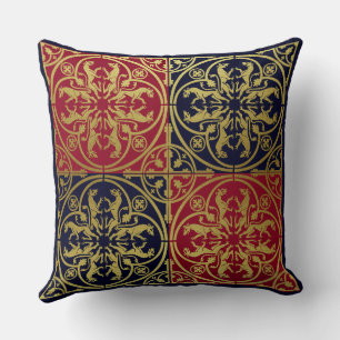 Mediaeval Renaissance Herald Lion Leopard Metallic Cushion