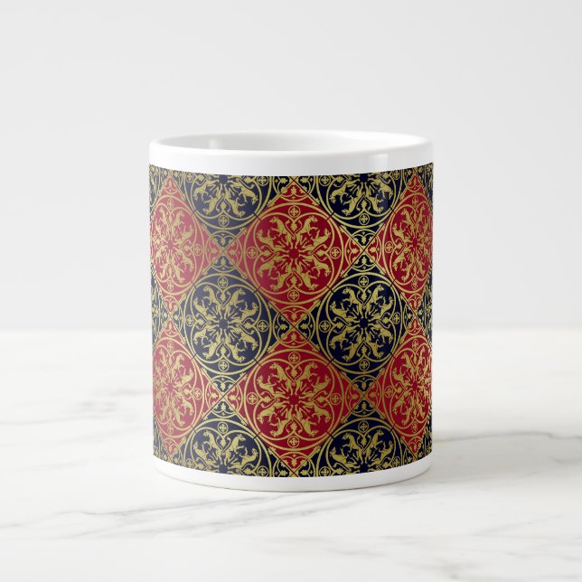 Mediaeval Renaissance Herald Lion Leopard Metallic Large Coffee Mug (Front)