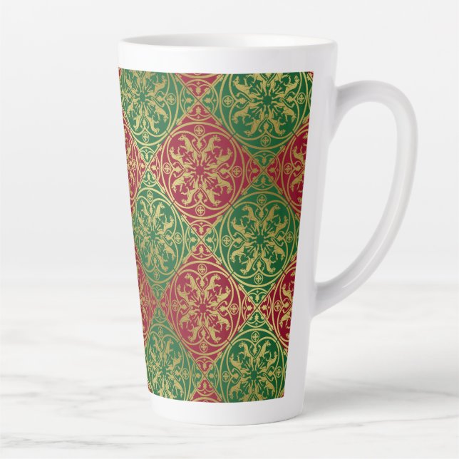 Mediaeval Renaissance Herald Lion Leopard Metallic Latte Mug (Right)