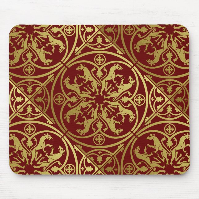 Mediaeval Renaissance Herald Lion Leopard Metallic Mouse Pad (Front)