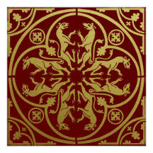Mediaeval Renaissance Herald Lion Leopard Metallic