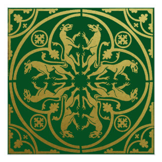 Mediaeval Renaissance Herald Lion Leopard Metallic Poster