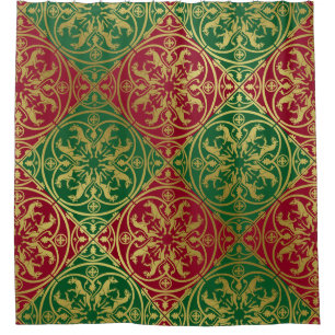 Mediaeval Renaissance Herald Lion Leopard Metallic Shower Curtain