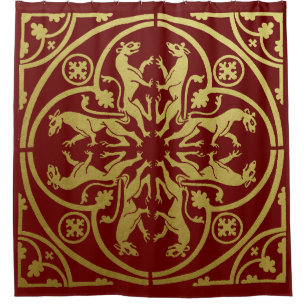 Mediaeval Renaissance Herald Lion Leopard Metallic Shower Curtain